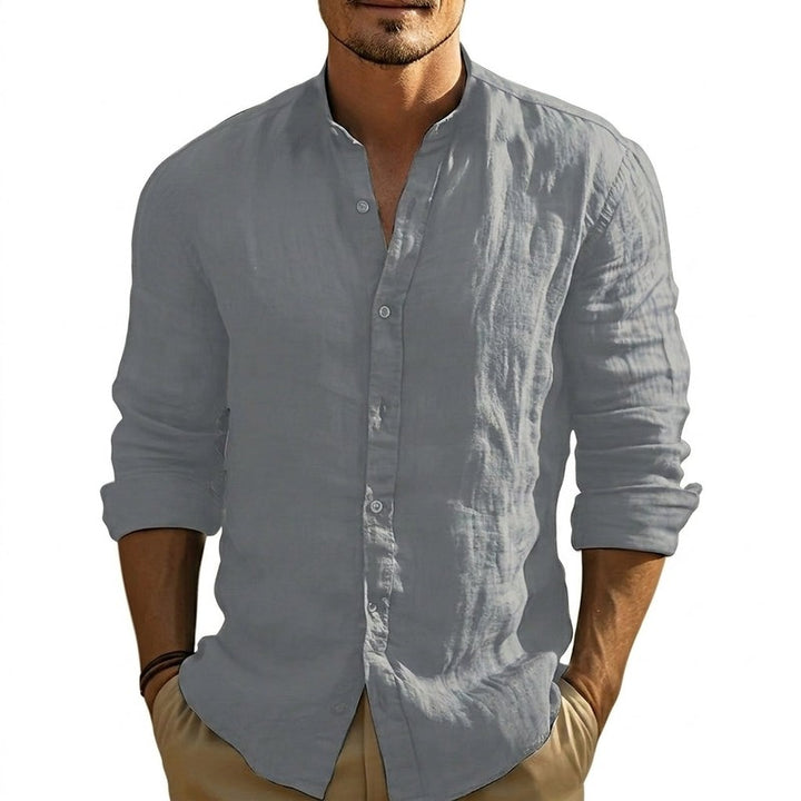 Men's Stand Collar Long-Sleeve Shirt