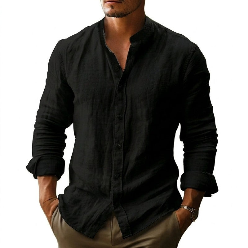 Men's Stand Collar Long-Sleeve Shirt