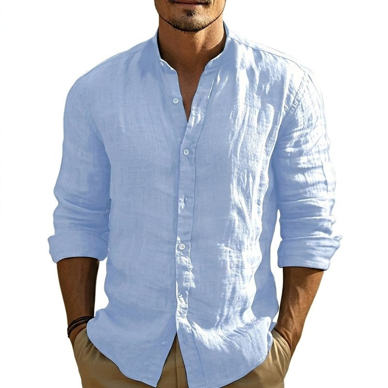 Men's Stand Collar Long-Sleeve Shirt