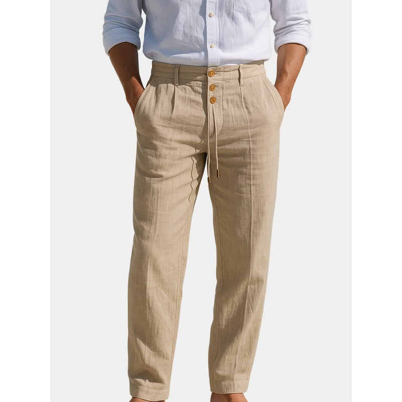 Men's Straight Fit Trousers - Adjustable Waist Drawstring