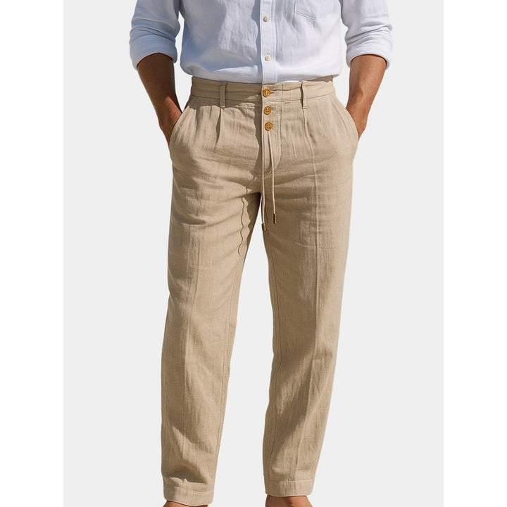 Men's Straight Fit Trousers - Adjustable Waist Drawstring