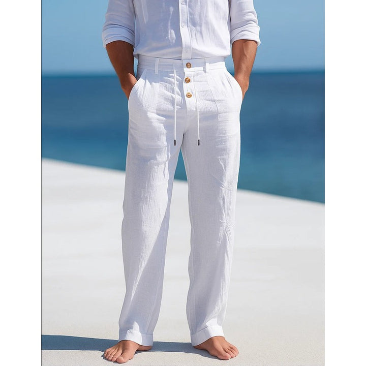 Men's Straight Fit Trousers - Adjustable Waist Drawstring