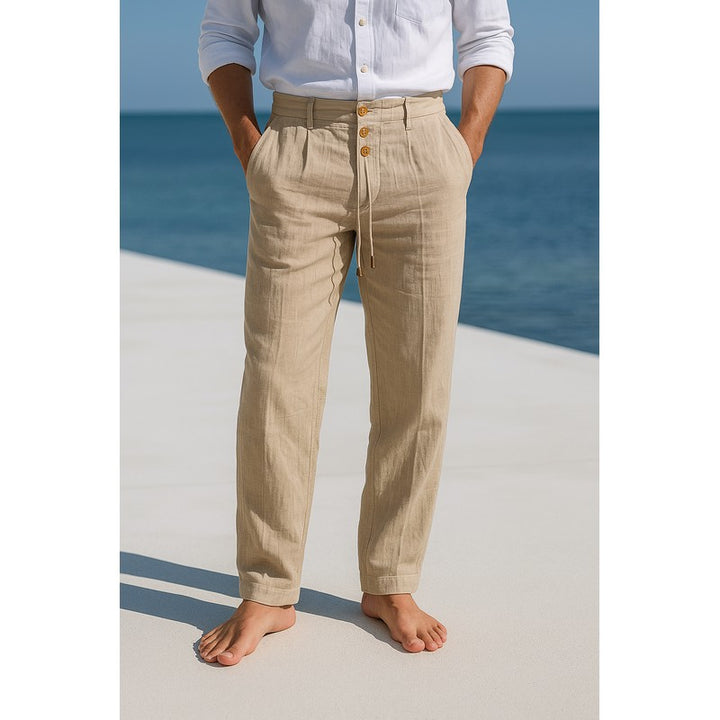 Men's Straight Fit Trousers - Adjustable Waist Drawstring