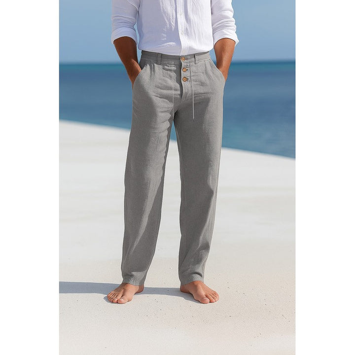 Men's Straight Fit Trousers - Adjustable Waist Drawstring