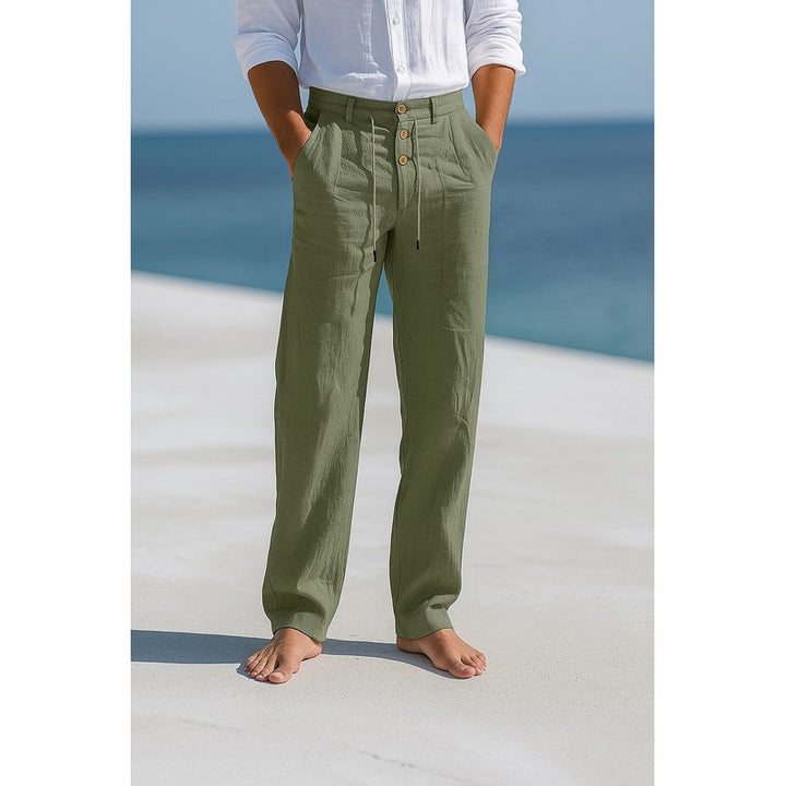 Men's Straight Fit Trousers - Adjustable Waist Drawstring