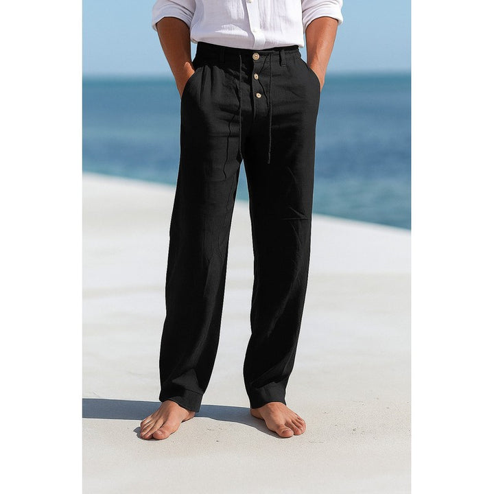 Men's Straight Fit Trousers - Adjustable Waist Drawstring