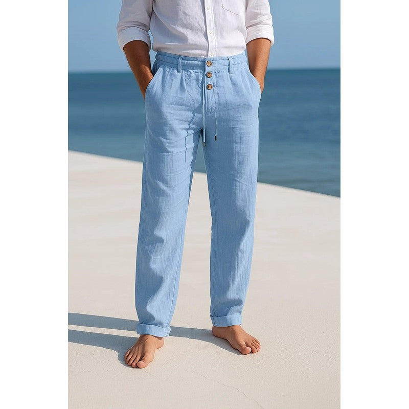 Men's Straight Fit Trousers - Adjustable Waist Drawstring