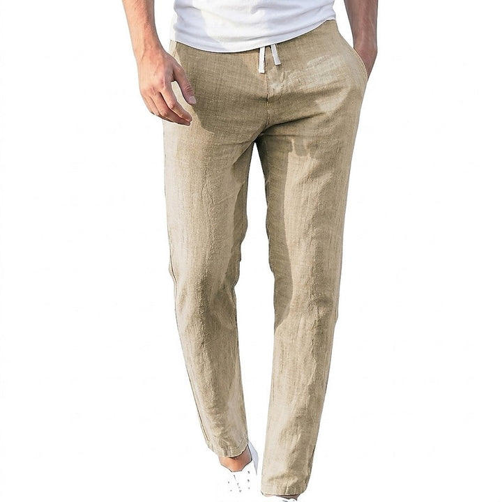 Men's Straight Leg Trousers - Elastic Waist