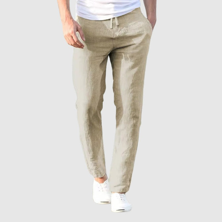 Men's Straight Leg Trousers - Elastic Waist