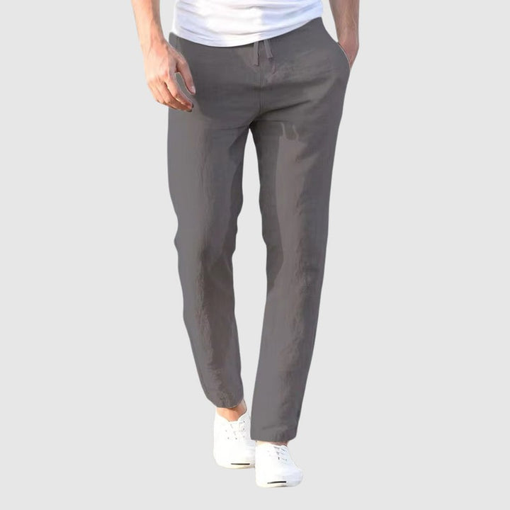 Men's Straight Leg Trousers - Elastic Waist