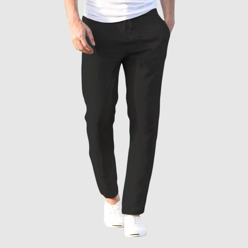 Men's Straight Leg Trousers - Elastic Waist