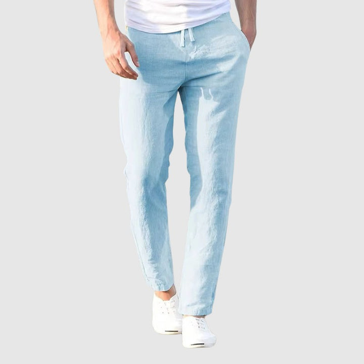 Men's Straight Leg Trousers - Elastic Waist