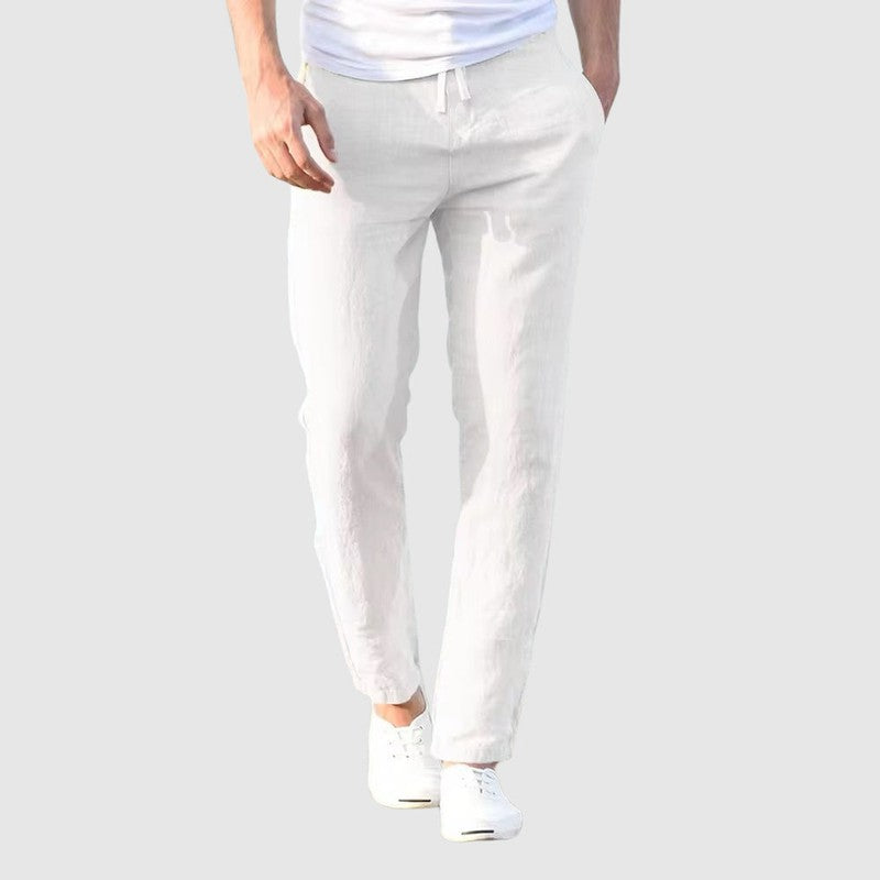 Men's Straight Leg Trousers - Elastic Waist