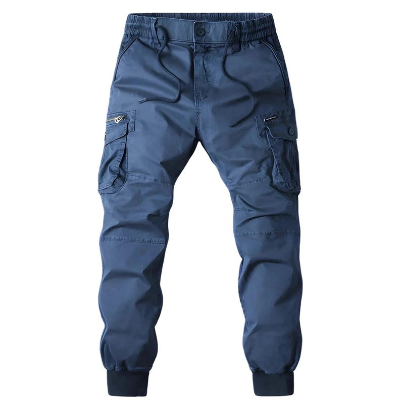 Men's Tapered Cargo Trousers with Elastic Waistband