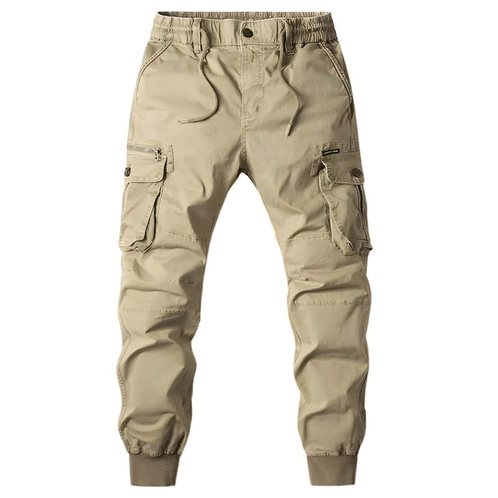 Men's Tapered Cargo Trousers with Elastic Waistband