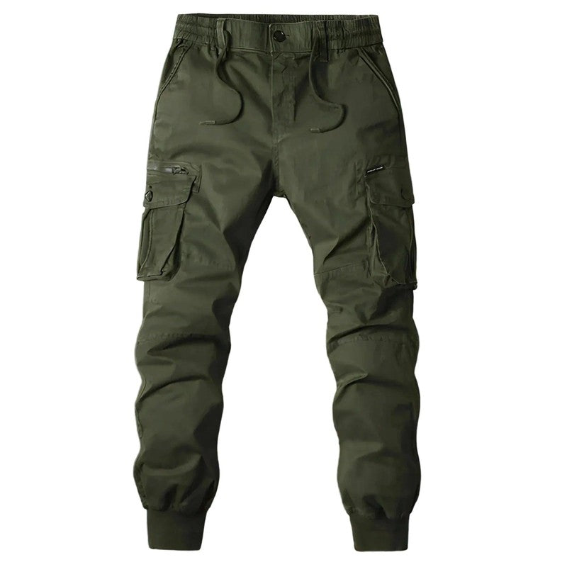 Men's Tapered Cargo Trousers with Elastic Waistband