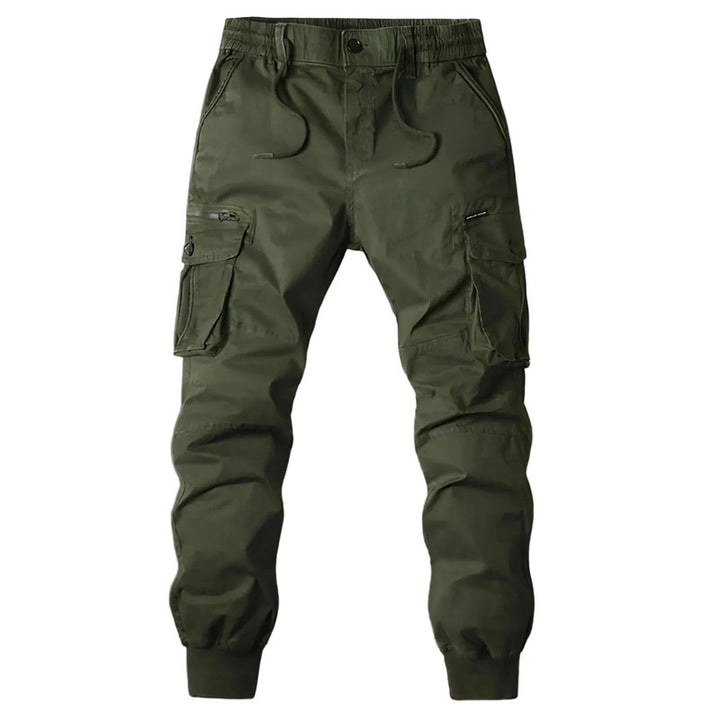 Men's Tapered Cargo Trousers with Elastic Waistband