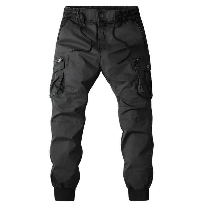 Men's Tapered Cargo Trousers with Elastic Waistband