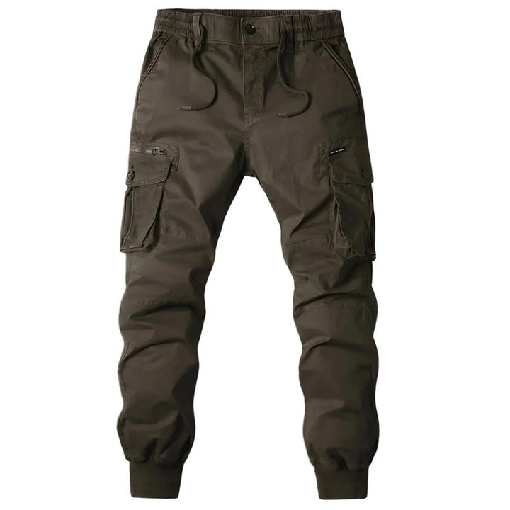Men's Tapered Cargo Trousers with Elastic Waistband