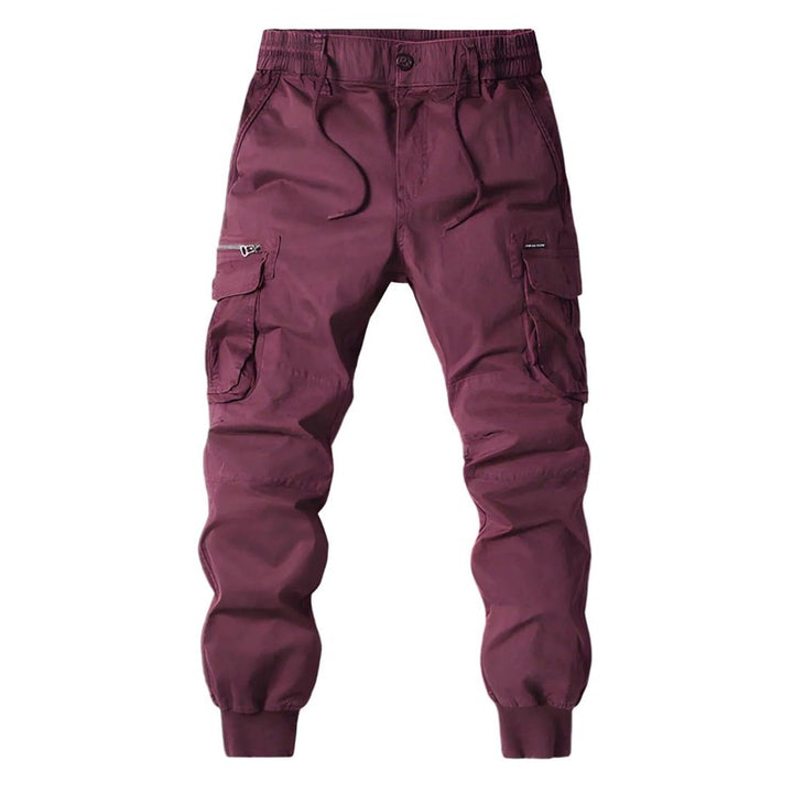 Men's Tapered Cargo Trousers with Elastic Waistband