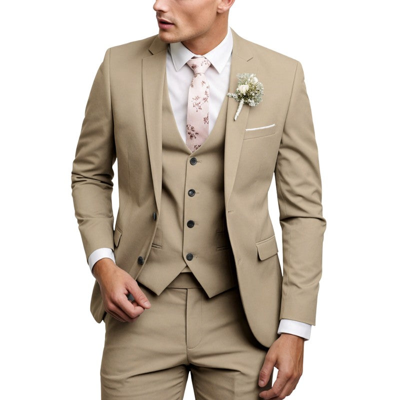 Men's Three-Piece Suit Set - Straight Leg