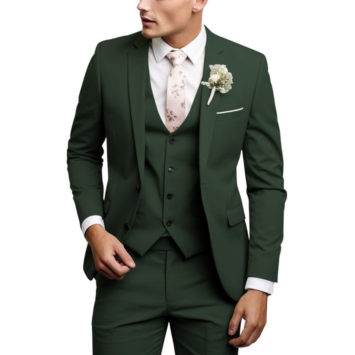 Men's Three-Piece Suit Set - Straight Leg