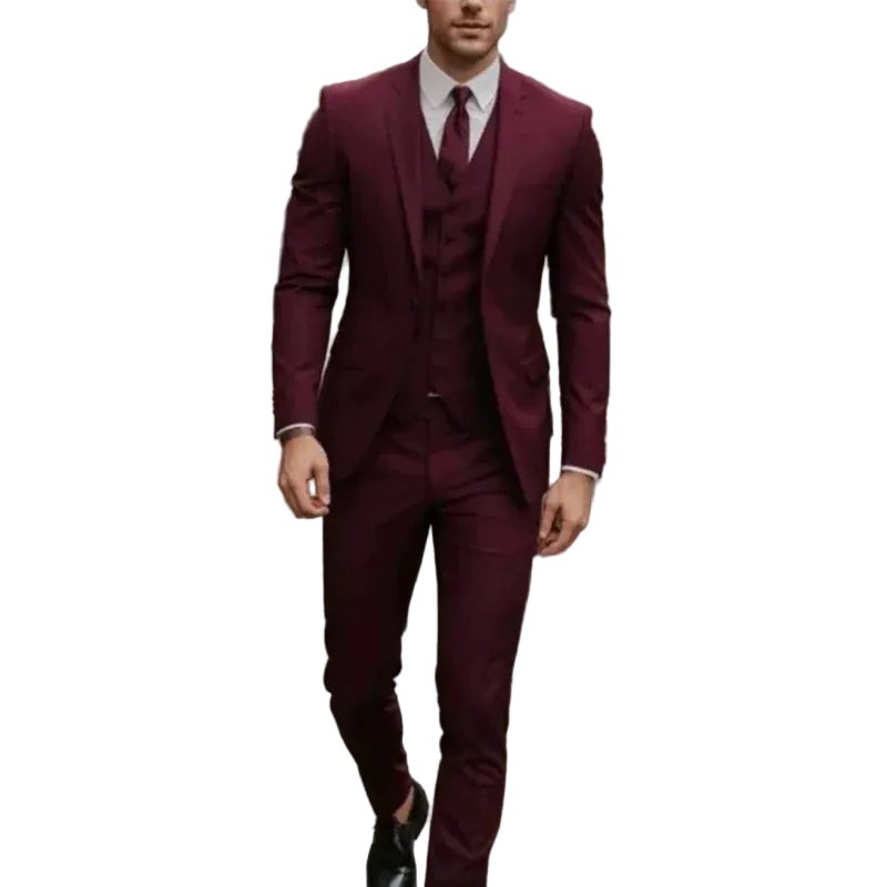Men's Three-Piece Suit Set - Straight Leg