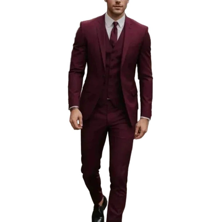 Men's Three-Piece Suit Set - Straight Leg