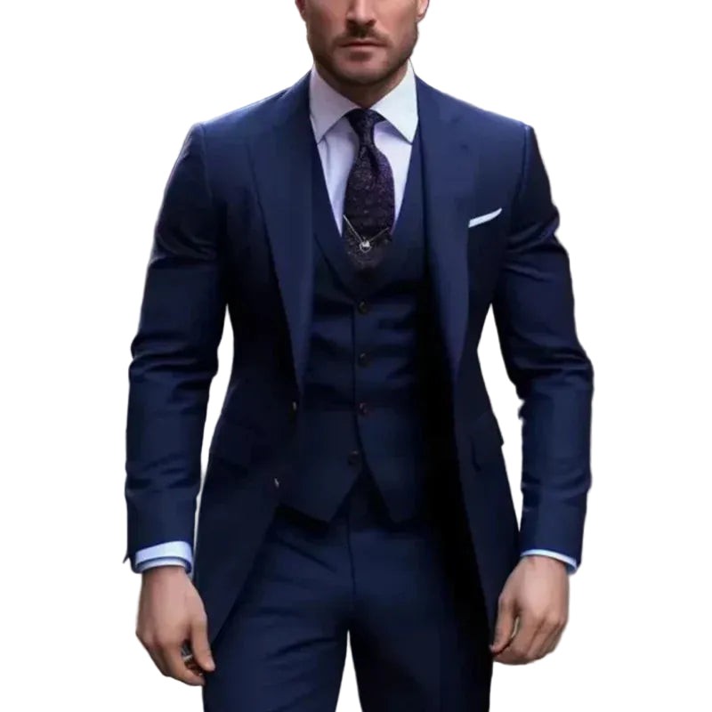Men's Three-Piece Suit Set - Straight Leg