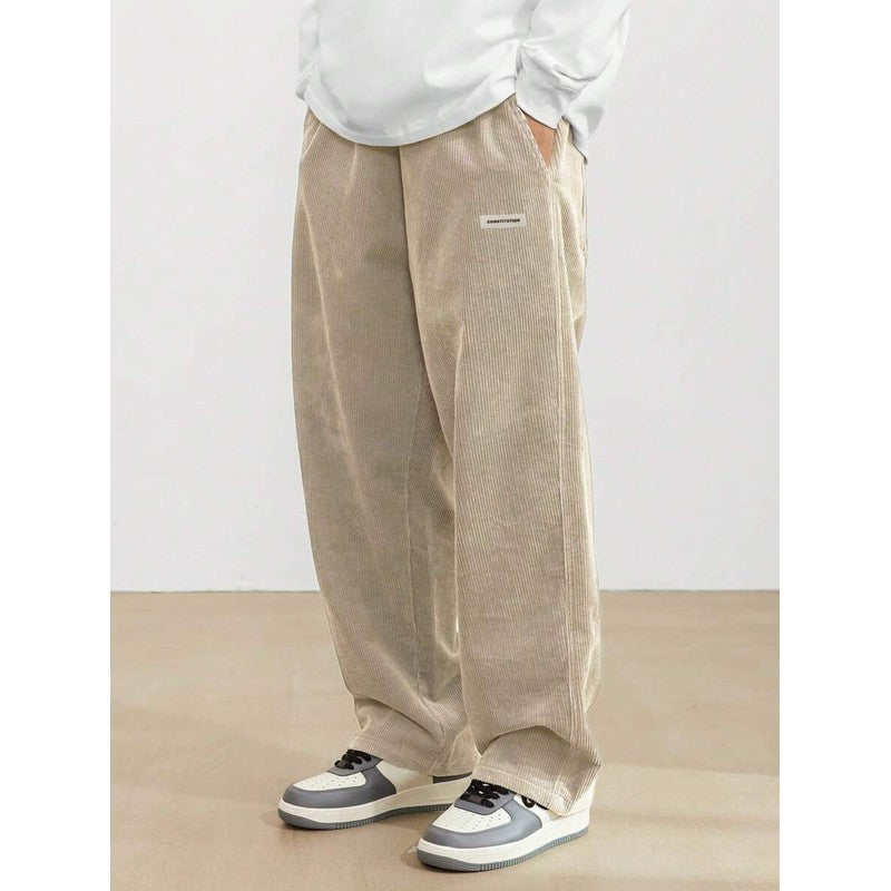 Men's Wide-Leg Trousers - Elastic Waistband with Side Pockets