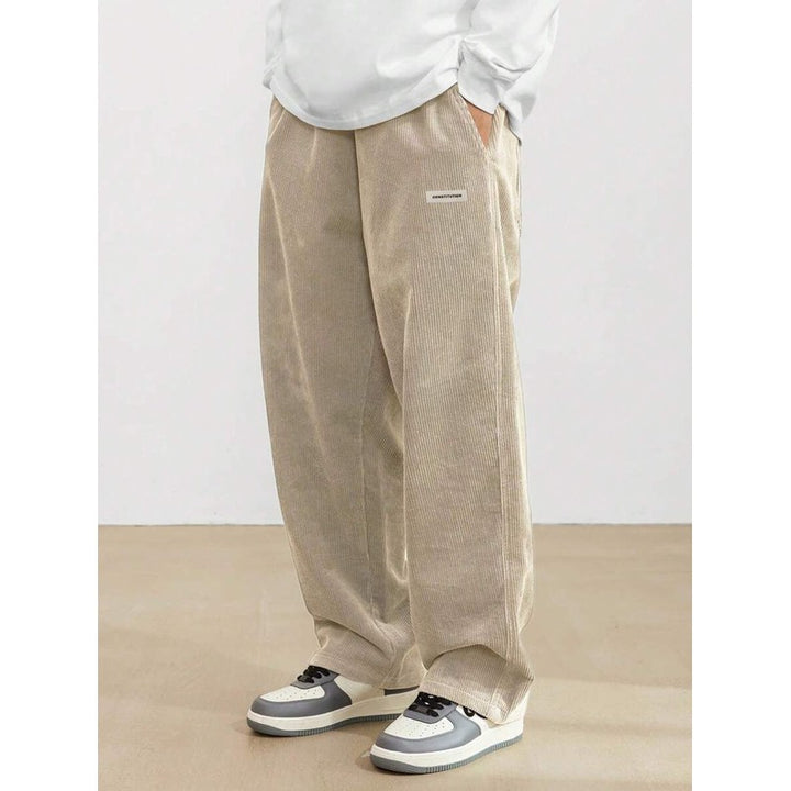 Men's Wide-Leg Trousers - Elastic Waistband with Side Pockets