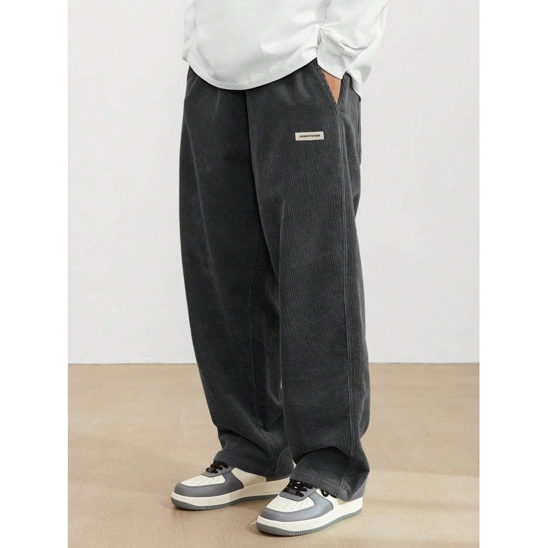 Men's Wide-Leg Trousers - Elastic Waistband with Side Pockets
