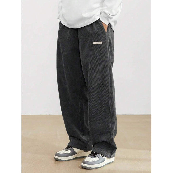 Men's Wide-Leg Trousers - Elastic Waistband with Side Pockets