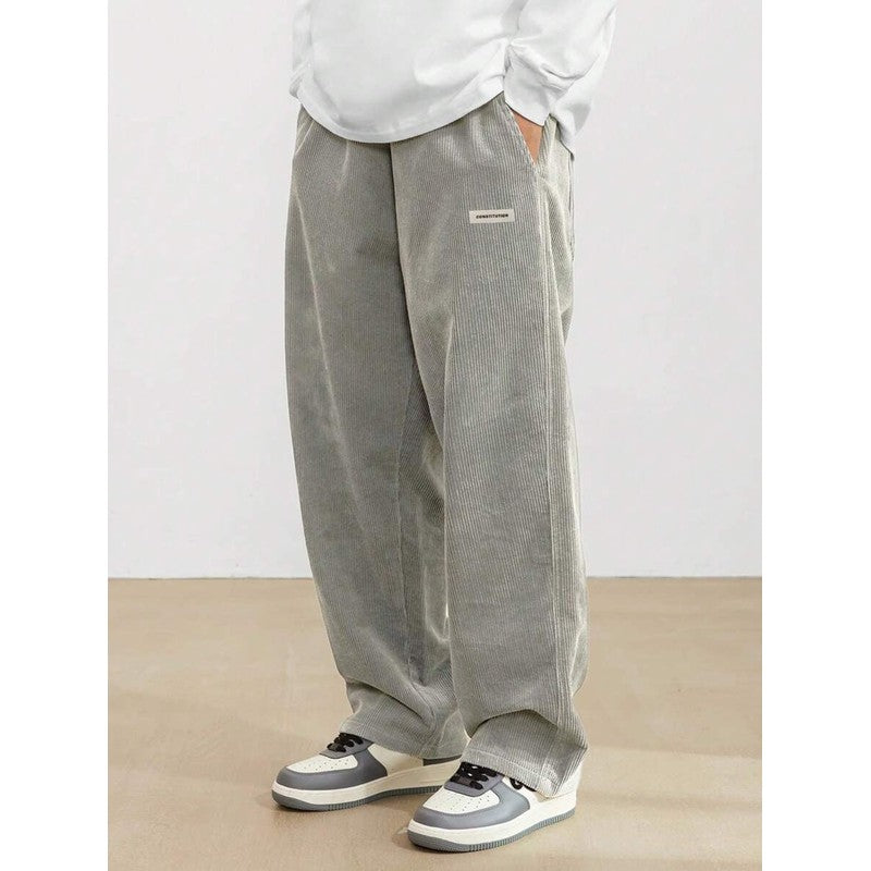 Men's Wide-Leg Trousers - Elastic Waistband with Side Pockets