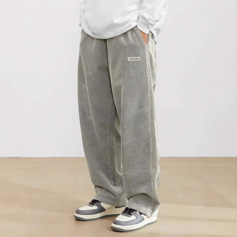 Men's Wide-Leg Trousers - Elastic Waistband with Side Pockets