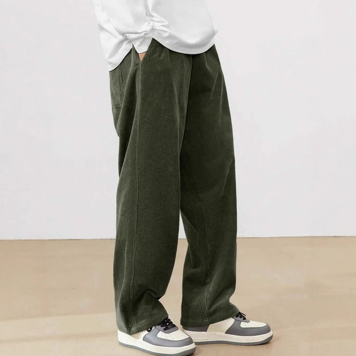 Men's Wide-Leg Trousers - Elastic Waistband with Side Pockets