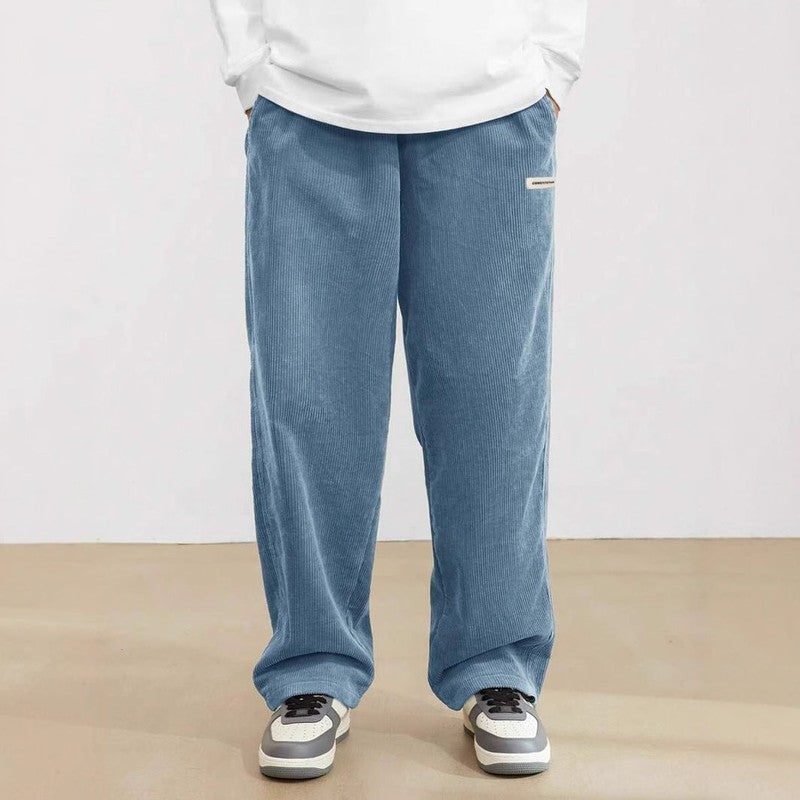 Men's Wide-Leg Trousers - Elastic Waistband with Side Pockets
