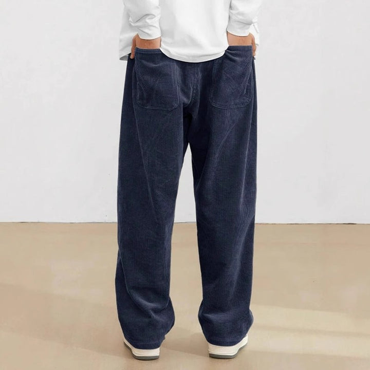 Men's Wide-Leg Trousers - Elastic Waistband with Side Pockets