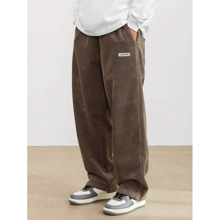 Men's Wide-Leg Trousers - Elastic Waistband with Side Pockets