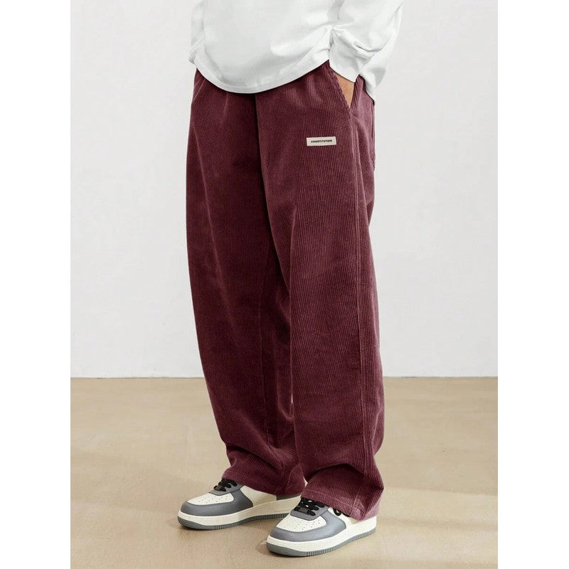 Men's Wide-Leg Trousers - Elastic Waistband with Side Pockets