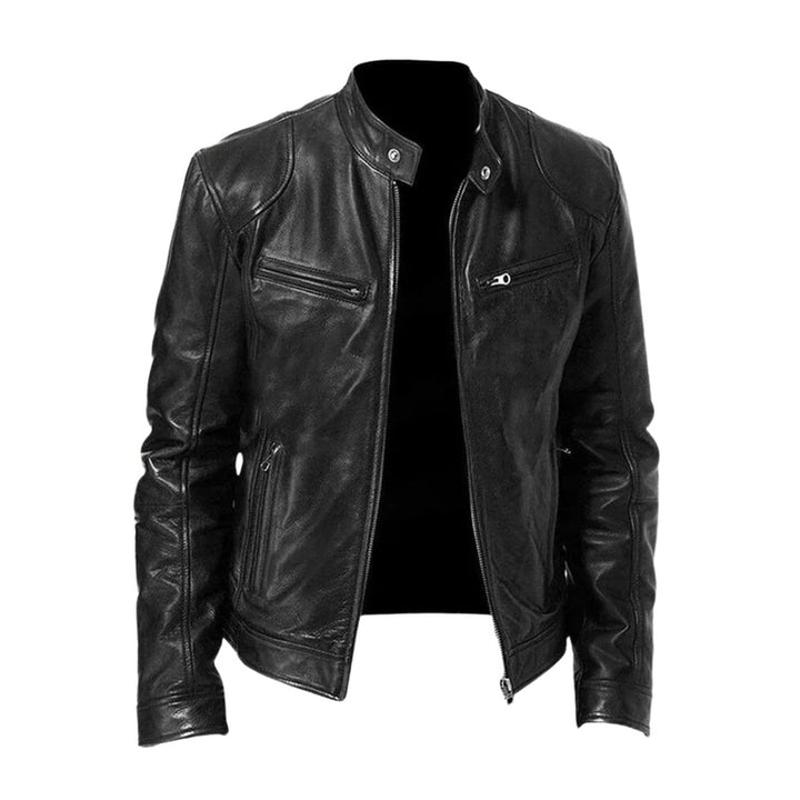 Men's Zip-Up Jacket - Band Collar with Chest Pockets