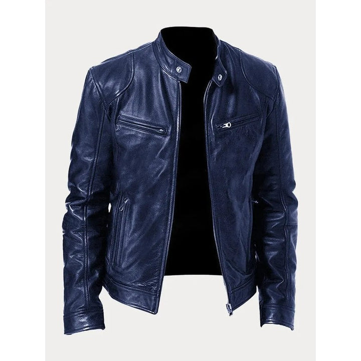 Men's Zip-Up Jacket - Band Collar with Chest Pockets