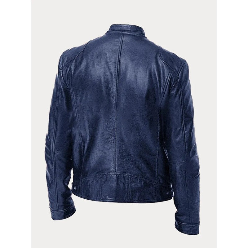 Men's Zip-Up Jacket - Band Collar with Chest Pockets
