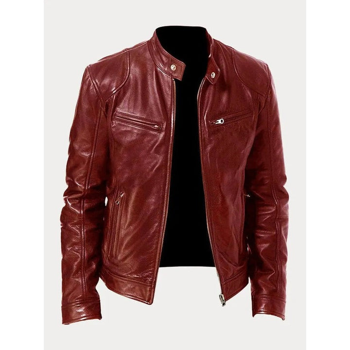 Men's Zip-Up Jacket - Band Collar with Chest Pockets