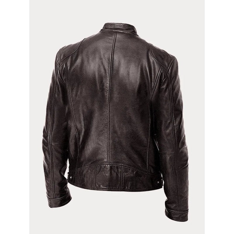 Men's Zip-Up Jacket - Band Collar with Chest Pockets