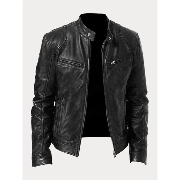 Men's Zip-Up Jacket - Band Collar with Chest Pockets
