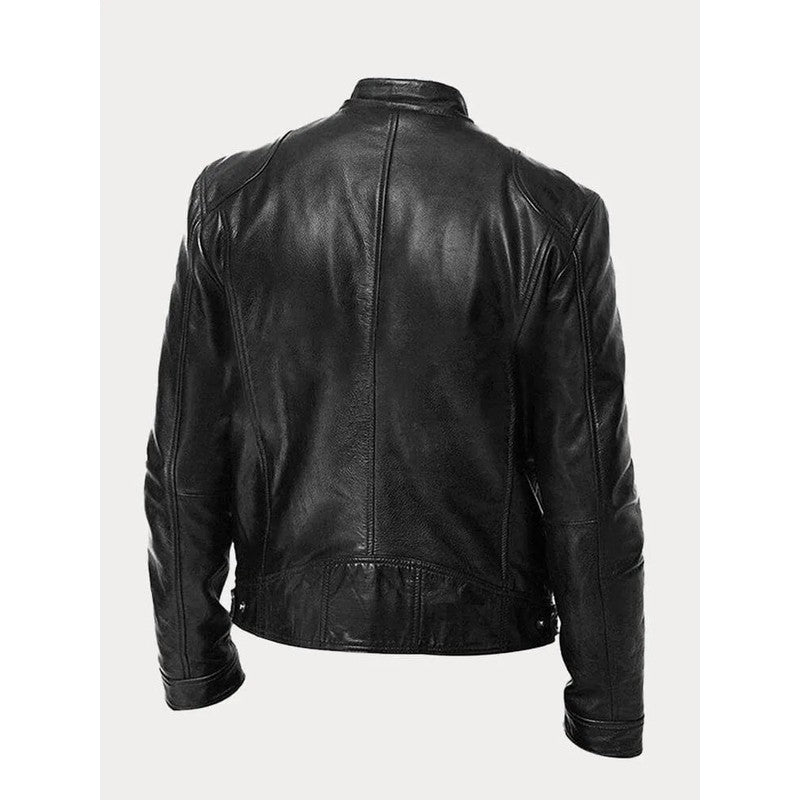 Men's Zip-Up Jacket - Band Collar with Chest Pockets