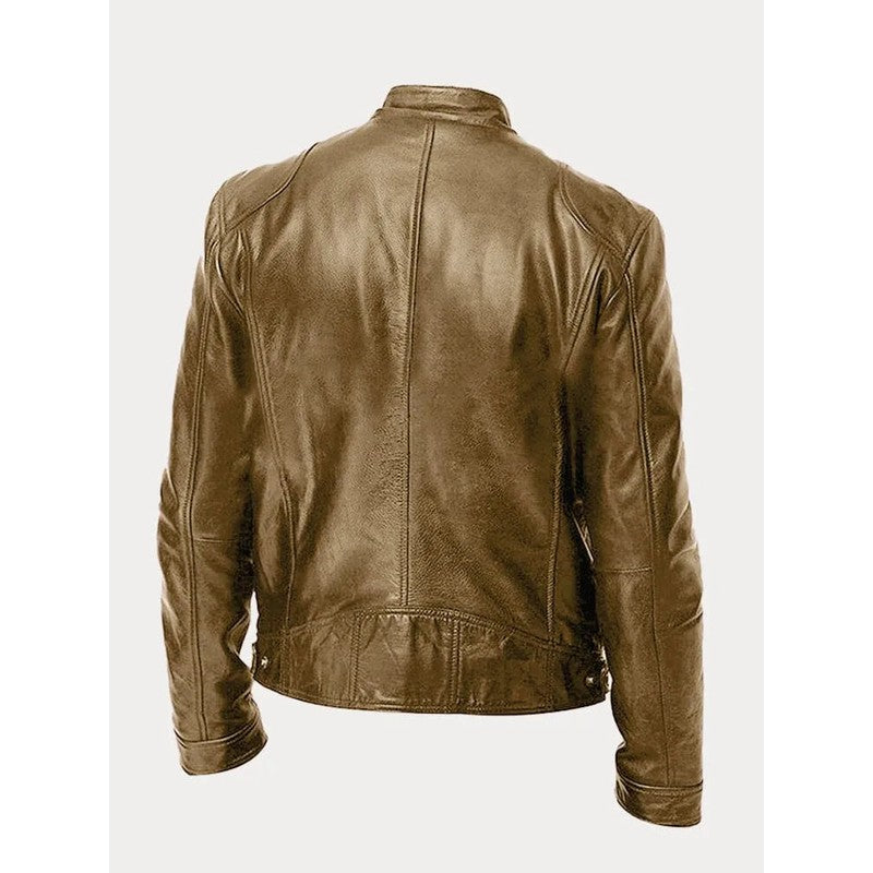 Men's Zip-Up Jacket - Band Collar with Chest Pockets