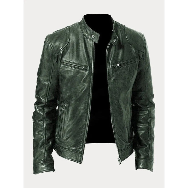 Men's Zip-Up Jacket - Band Collar with Chest Pockets