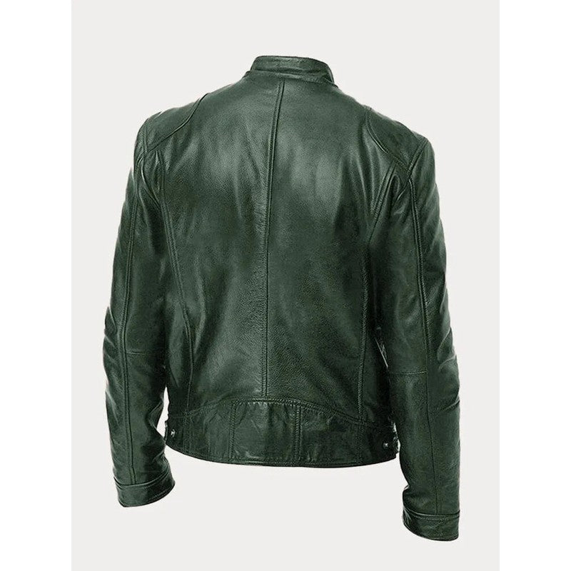 Men's Zip-Up Jacket - Band Collar with Chest Pockets